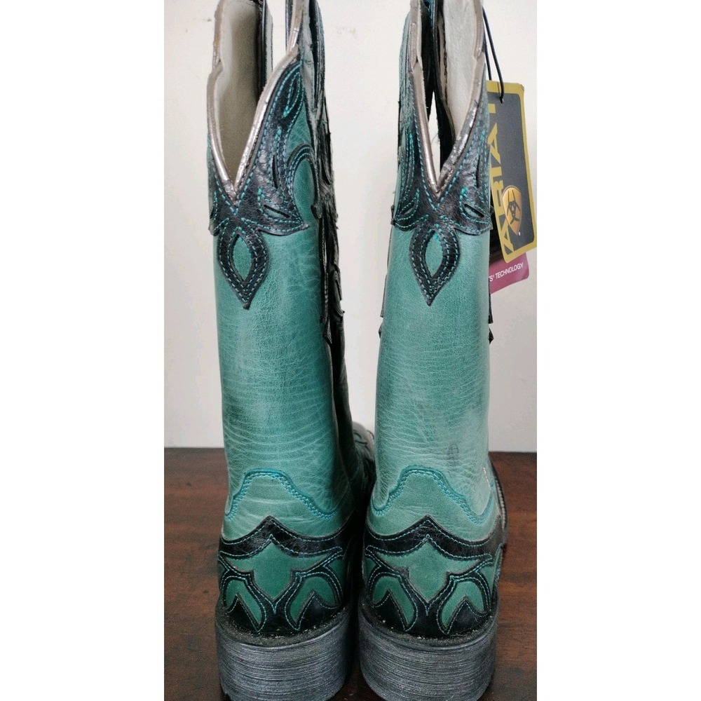 NWT Ariat Cassidy Western Boots Women's 6 B Midnight Turquoise Leather Squaretoe - Picture 3 of 16